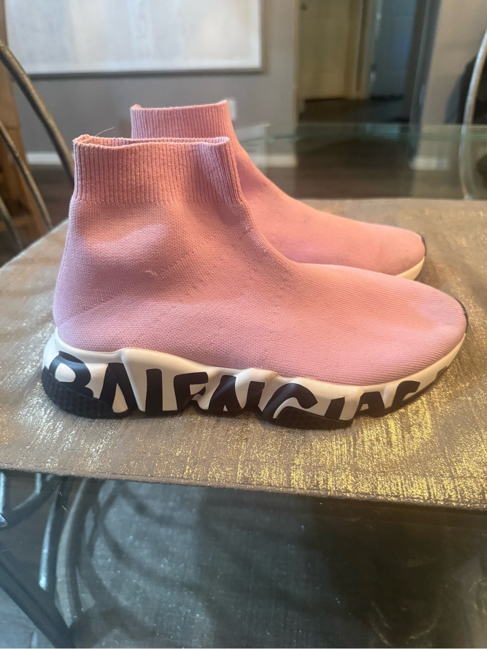 Balenciaga Pink Knit Sock Sneakers - Picture 2 of 3
